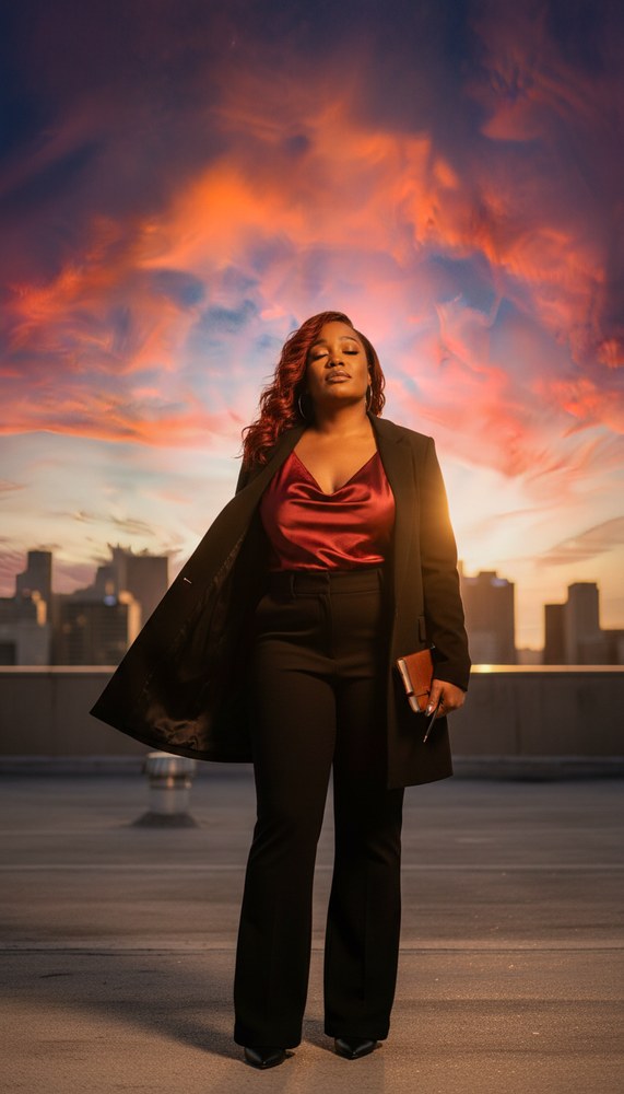 RM Ransom on a rooftop at sunset